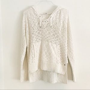 Roxy Cream White Cotton Knit Sweater in Size Large